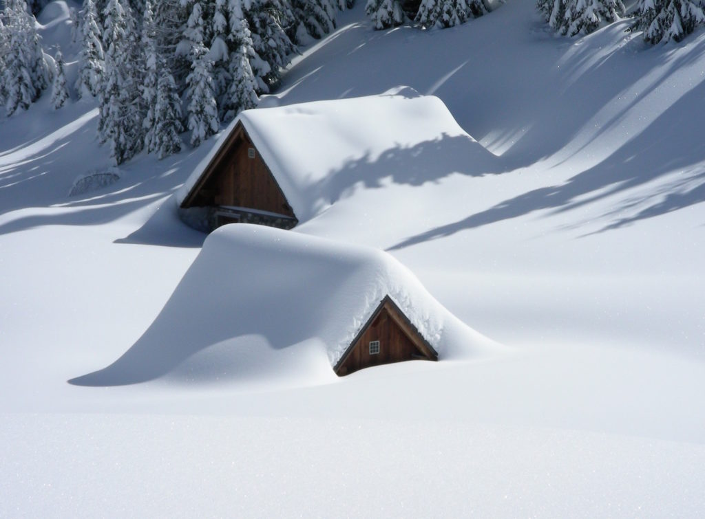 houses buried under the snow

